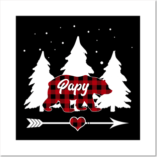 Papy Bear Buffalo Plaid Christmas Matching Family Pajama Posters and Art